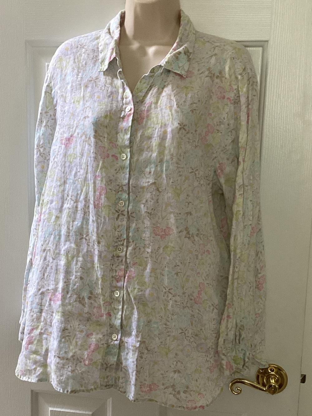 J Jill Love Linen blouse Cottagecore Lagenlook Soft girl Grannycore L Missy